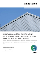 BARDEAUX AGRAFÉS EN ZINC PRÉPATINÉ RHEINZINK-prePATINA CLAIR OU RHEINZINKprePATINA ARDOISE (HORS SUPPORT)