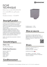 Boite à eau carrée 200x200x200 mm réf. 11024899