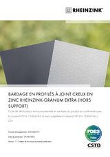BARDAGE EN PROFILÉS À JOINT CREUX EN ZINC RHEINZINK-GRANUM EXTRA (HORS SUPPORT)