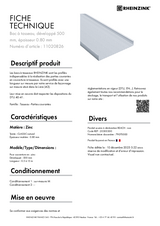 Bac à tasseau, développé 500 mm, épaisseur 0.80 mm - réf. 11020826