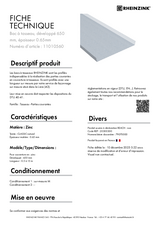 Bac à tasseau, développé 650 mm, épaisseur 0.65mm - réf. 11010560