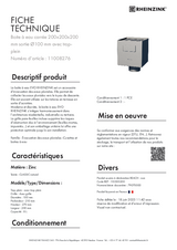 Boite à eau carrée 200x200x200 mm réf. 11008276