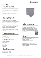 Boite à eau carrée 200x200x200 mm réf. 11024904