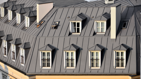 Toiture Hausmannienne couverte en zinc GRANUM EXTRA granite