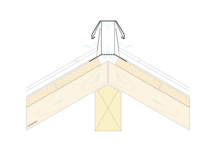 Toiture ventilée en zinc avec faîtage ventilé double pente